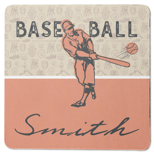 Custom Retro Baseball Square Rubber Backed Coaster (Personalized)