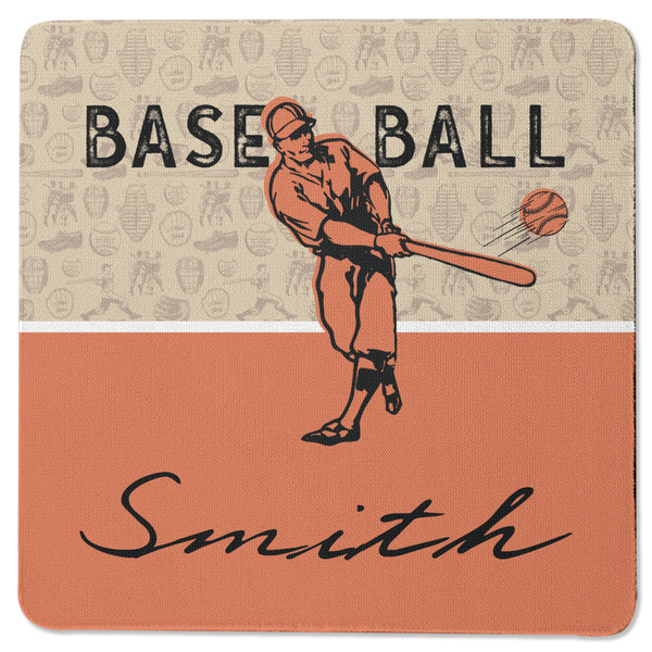 Custom Retro Baseball Square Rubber Backed Coaster (Personalized)