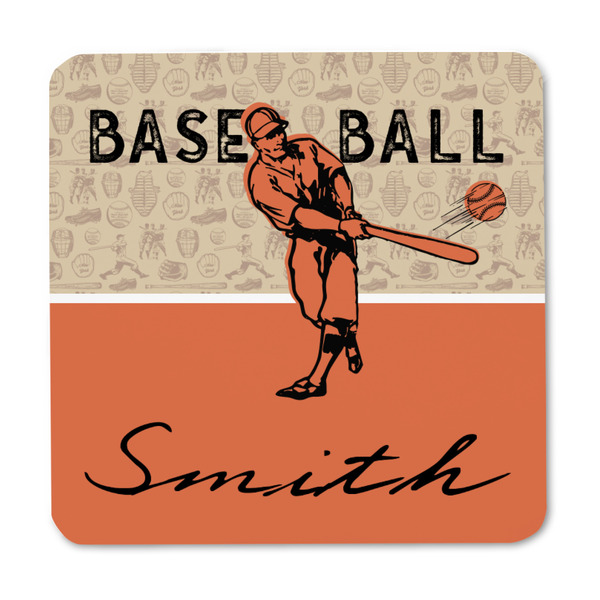 Retro Baseball Square Fridge Magnet - FRONT