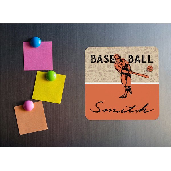 Retro Baseball Square Fridge Magnet - LIFESTYLE