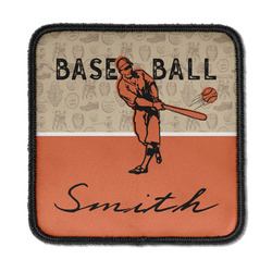 Retro Baseball Iron On Square Patch w/ Name or Text