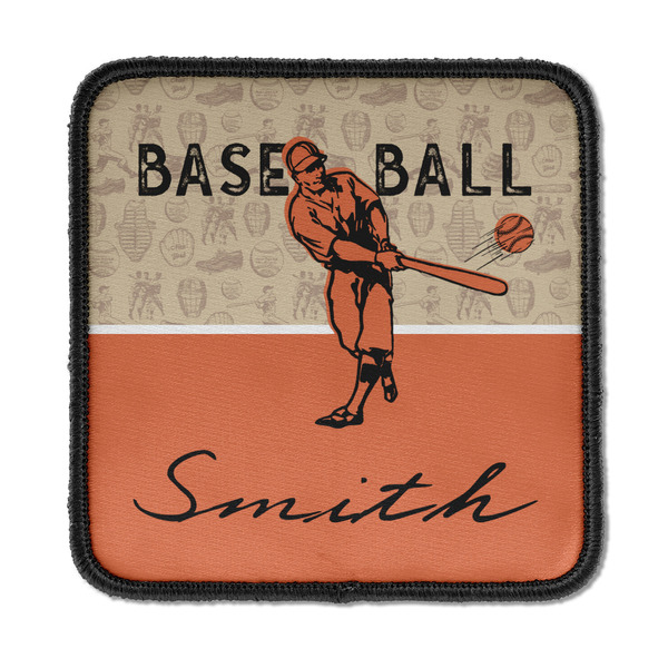 Custom Retro Baseball Iron On Square Patch w/ Name or Text