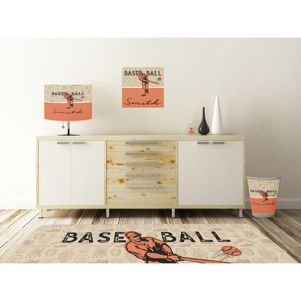Retro Baseball Square Wall Decal Wooden Desk