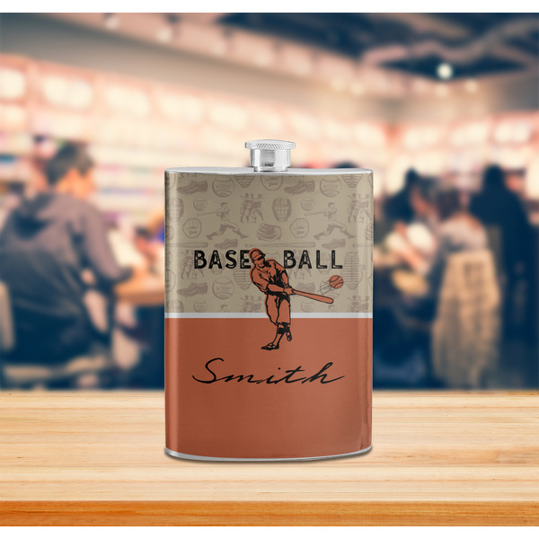 Retro Baseball Stainless Steel Flask - LIFESTYLE 2