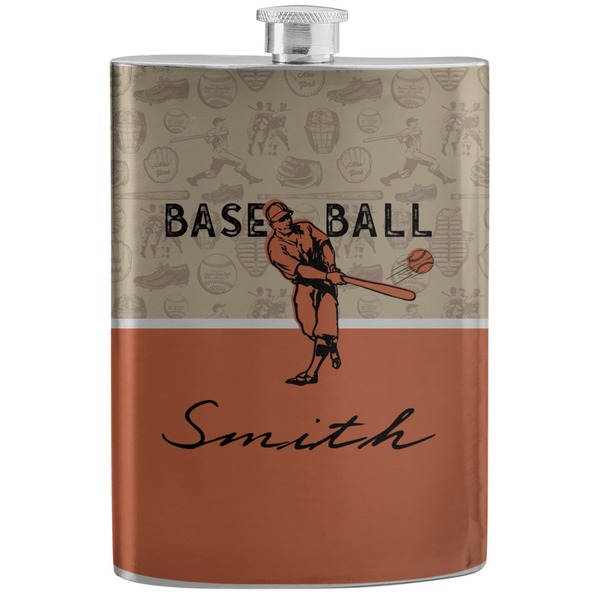 Custom Retro Baseball Stainless Steel Flask (Personalized)