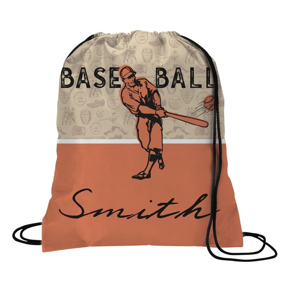 Custom Retro Baseball Drawstring Backpack - Large (Personalized)