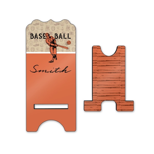 Retro Baseball Stylized Phone Stand - Front & Back - Small