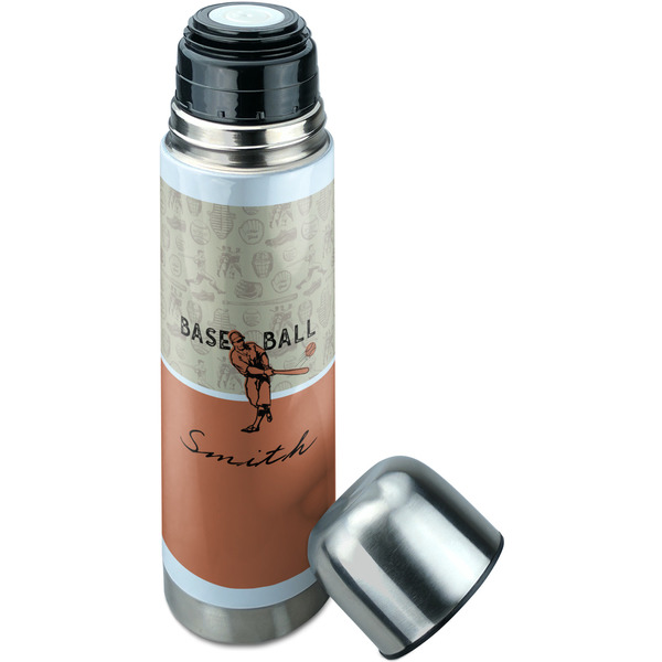 Retro Baseball Thermos - Lid Off