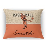 Retro Baseball Rectangular Throw Pillow Case (Personalized)