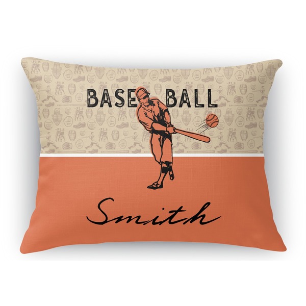 Custom Retro Baseball Rectangular Throw Pillow Case (Personalized)