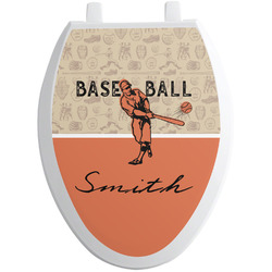 Retro Baseball Toilet Seat Decal - Elongated (Personalized)