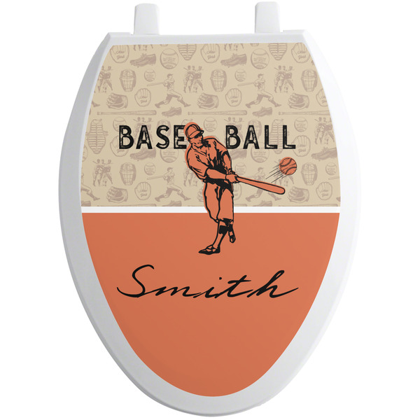 Retro Baseball Toilet Seat Decal Elongated