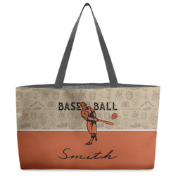 Retro Baseball Beach Totes Bag - w/ Black Handles (Personalized)