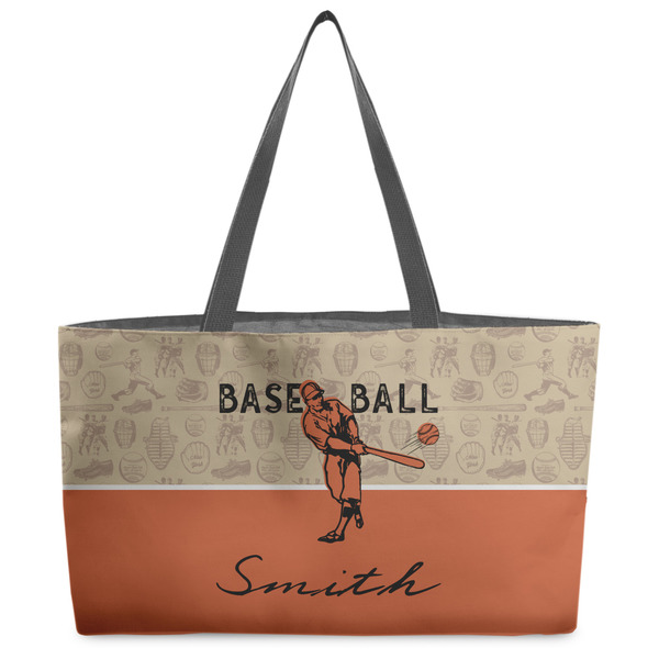 Custom Retro Baseball Beach Totes Bag - w/ Black Handles (Personalized)