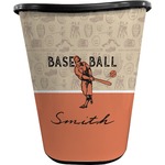 Retro Baseball Waste Basket - Double Sided (Black) (Personalized)