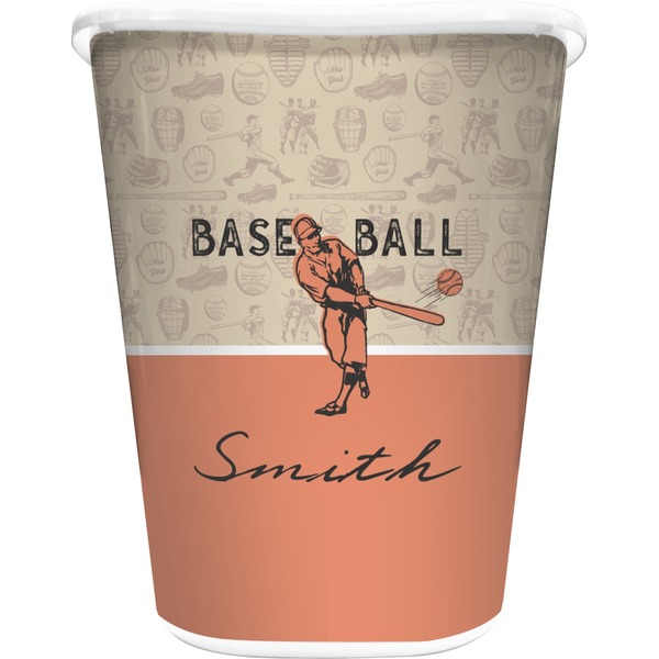 Custom Retro Baseball Waste Basket (Personalized)