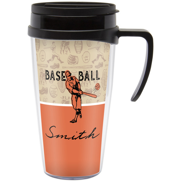 Custom Retro Baseball Acrylic Travel Mug with Handle (Personalized)