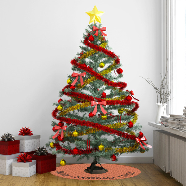 Retro Baseball Tree Skirt - In context