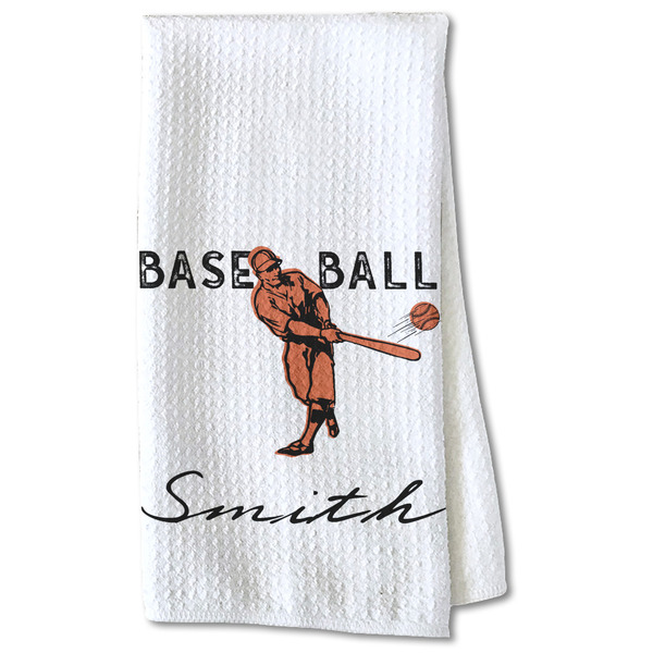 Custom Retro Baseball Kitchen Towel - Waffle Weave - Partial Print (Personalized)