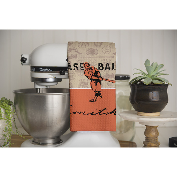 Retro Baseball Waffle Weave Towel - Full Color Print - Lifestyle Image