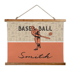 Retro Baseball Wall Hanging Tapestry - Wide (Personalized)