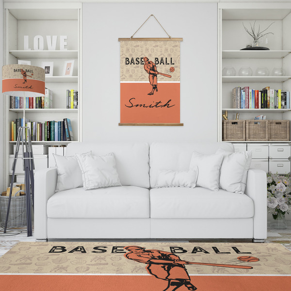 Retro Baseball Wall Hanging Tapestry - Portrait - IN CONTEXT