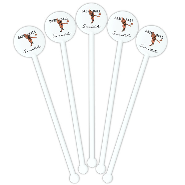 Retro Baseball White Plastic 5.5" Stir Stick - Fan View