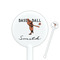 Retro Baseball 5.5" Round Plastic Stir Sticks - White - Single Sided (Personalized)