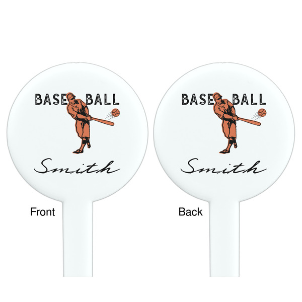 Retro Baseball White Plastic 7" Stir Stick - Double Sided - Round - Front & Back