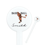 Retro Baseball 7" Round Plastic Stir Sticks - White - Double Sided (Personalized)