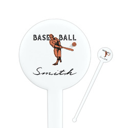 Retro Baseball 7" Round Plastic Stir Sticks - White - Single Sided (Personalized)