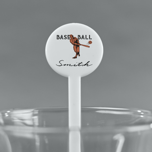 Retro Baseball White Plastic 7" Stir Stick - Round - Main
