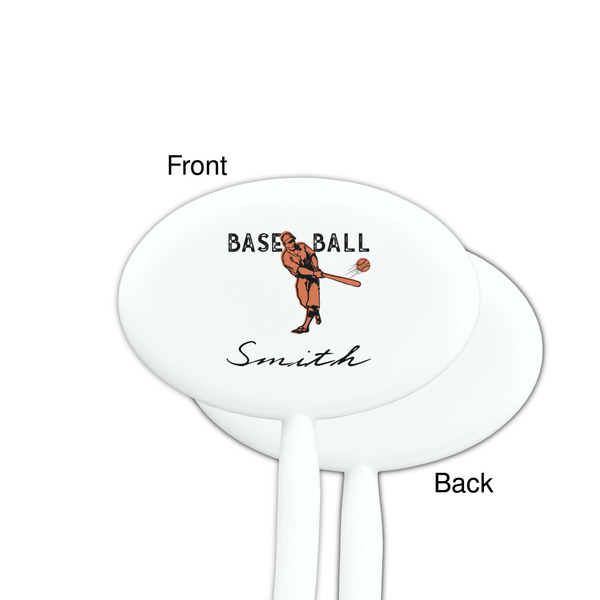 Retro Baseball White Plastic 7" Stir Stick - Single Sided - Oval - Front & Back