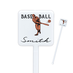 Retro Baseball Square Plastic Stir Sticks - Double Sided (Personalized)
