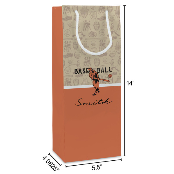 Retro Baseball Wine Gift Bag - Dimensions