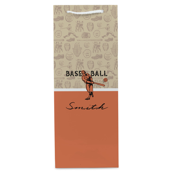 Retro Baseball Wine Gift Bag - Gloss - Front