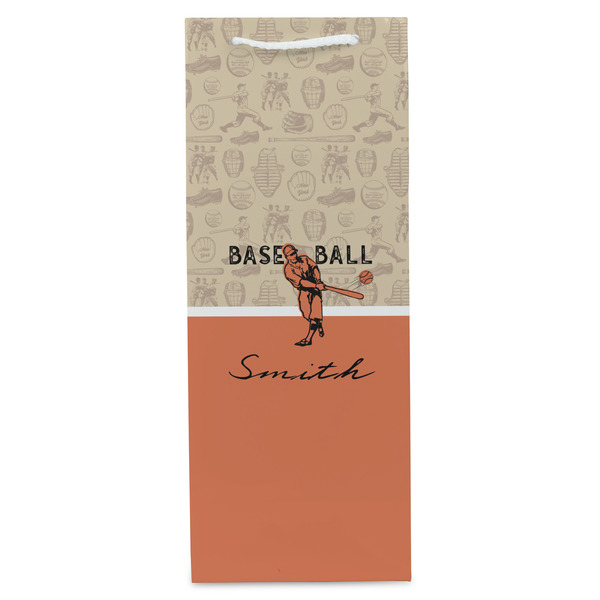 Retro Baseball Wine Gift Bag - Matte - Front