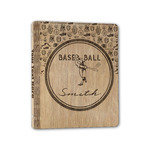Retro Baseball Wood 3-Ring Binder - 1" Half-Letter Size (Personalized)