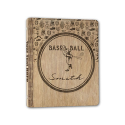 Retro Baseball Wood 3-Ring Binder - 1" Half-Letter Size (Personalized)