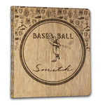 Retro Baseball Wood 3-Ring Binder - 1" Letter Size (Personalized)