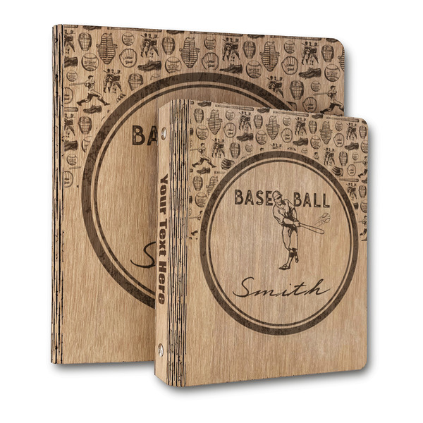 Custom Retro Baseball Wood 3-Ring Binder (Personalized)