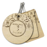 Retro Baseball Wood Luggage Tag (Personalized)