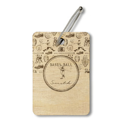 Retro Baseball Wood Luggage Tag - Rectangle (Personalized)