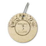 Retro Baseball Wood Luggage Tag - Round (Personalized)