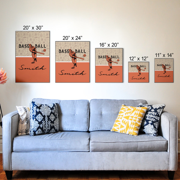 Retro Baseball Wood Prints - Size Comparison
