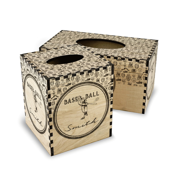 Retro Baseball Wood Tissue Box Covers - Parent/Main