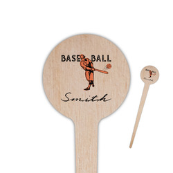 Retro Baseball 4" Round Wooden Food Picks - Double Sided (Personalized)