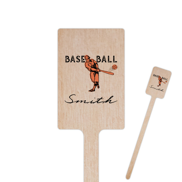 Custom Retro Baseball 6.25" Rectangle Wooden Stir Sticks - Single Sided (Personalized)