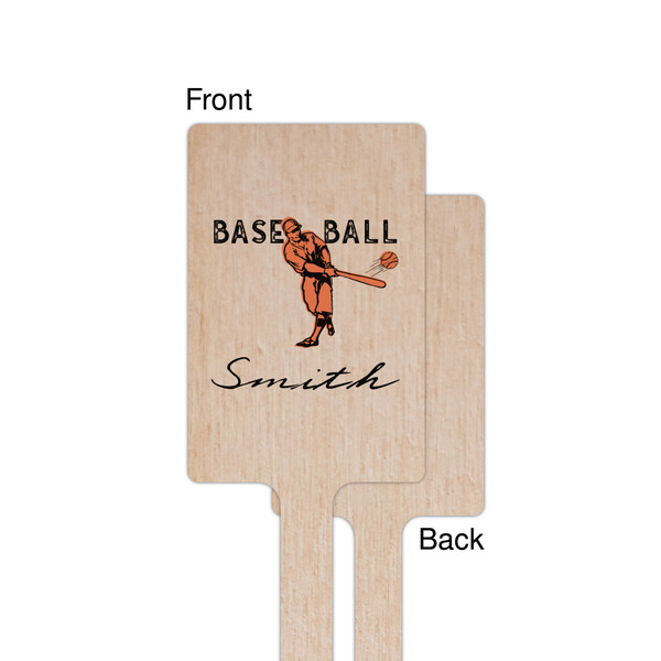 Retro Baseball Wooden 6.25" Stir Stick - Rectangular - Single - Front & Back