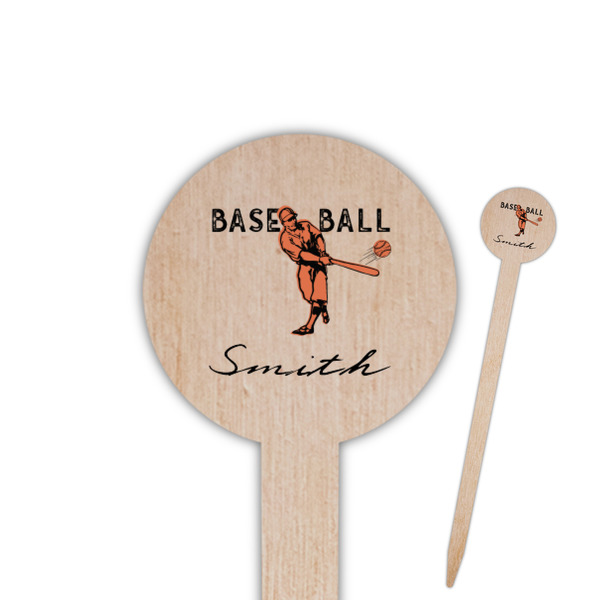 Custom Retro Baseball Round Wooden Food Picks (Personalized)
